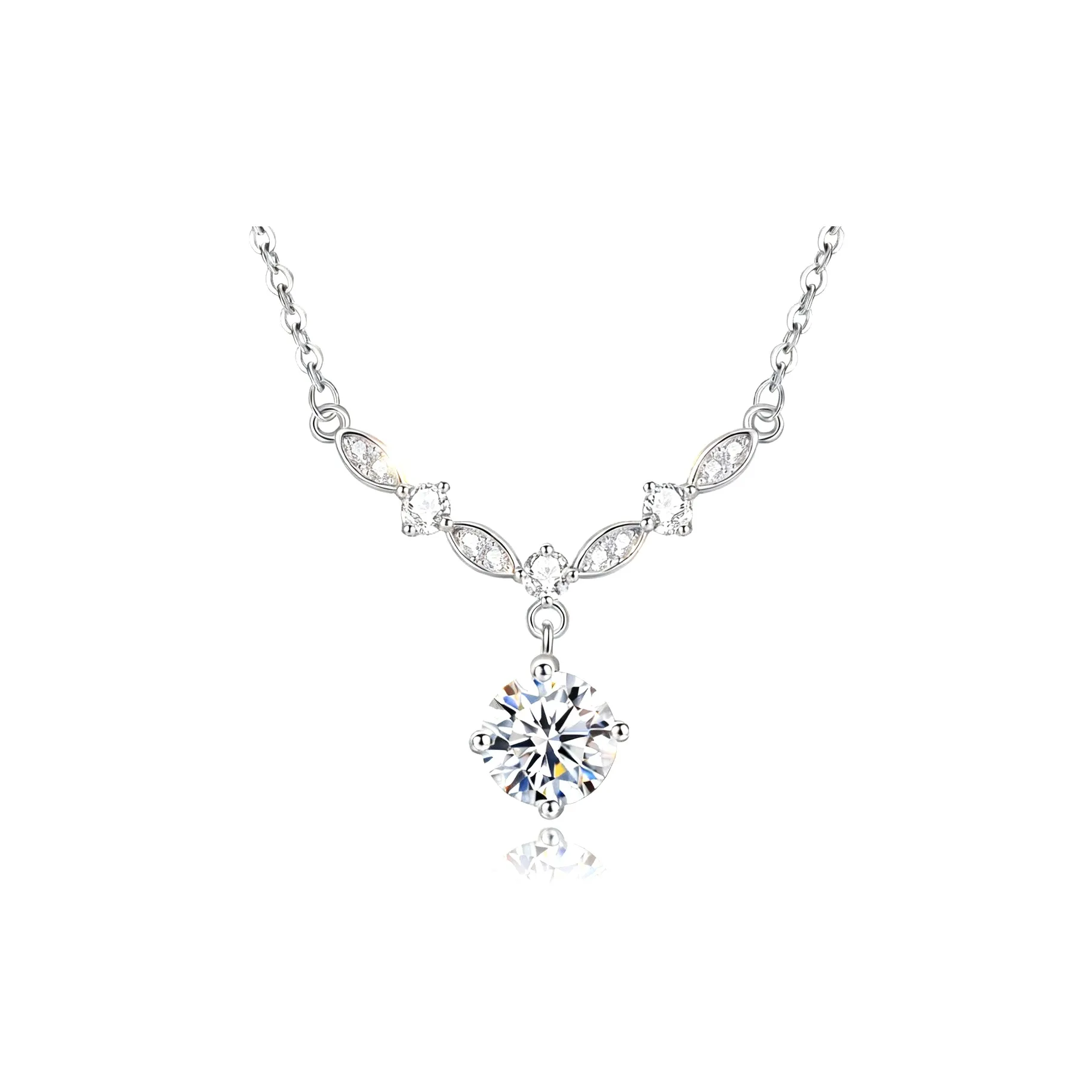 KYY 999 Fine Серебряный Искусственный Камень Ожерелье Женское