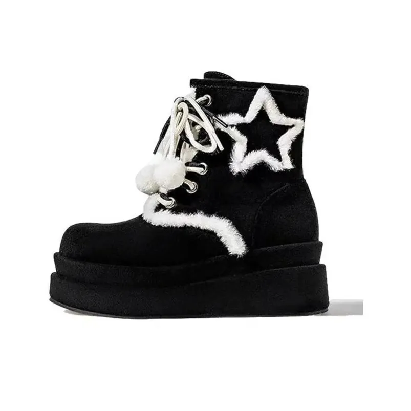 DANGLIANG Корейский стиль Удобный и Универсальный Винтажный Толстая подошва Маленький Модный и Милый Звезды FLUFFY