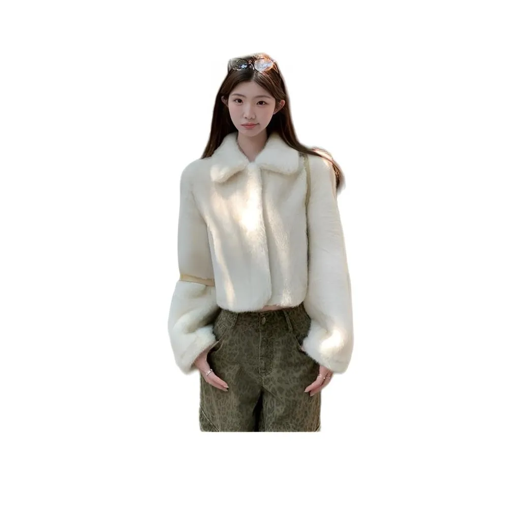 ZVJH Белый Утепленный Женские Меховые изделия