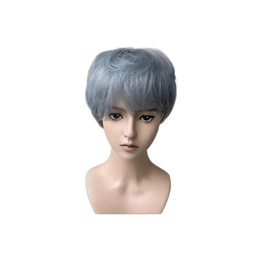 UMIFFA Мужской Парик Короткие Волосы Корейский Стиль Handsome Ледяной Синий Differential BROKEN COVER Естественный Наполняемость