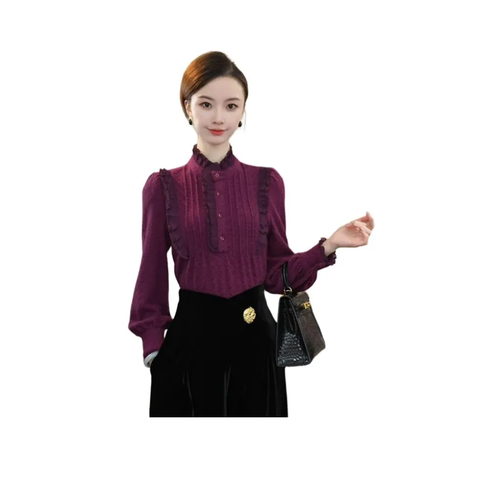 Tang Xi Straight Длинный рукав рубашка женские