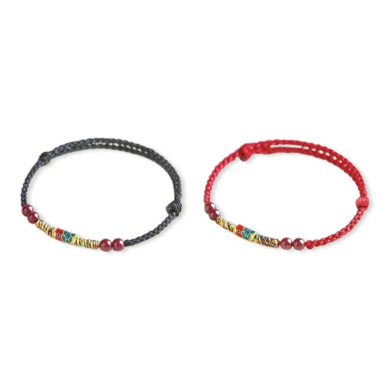 ROGA Браслет с шнурками из киновари Унисекс