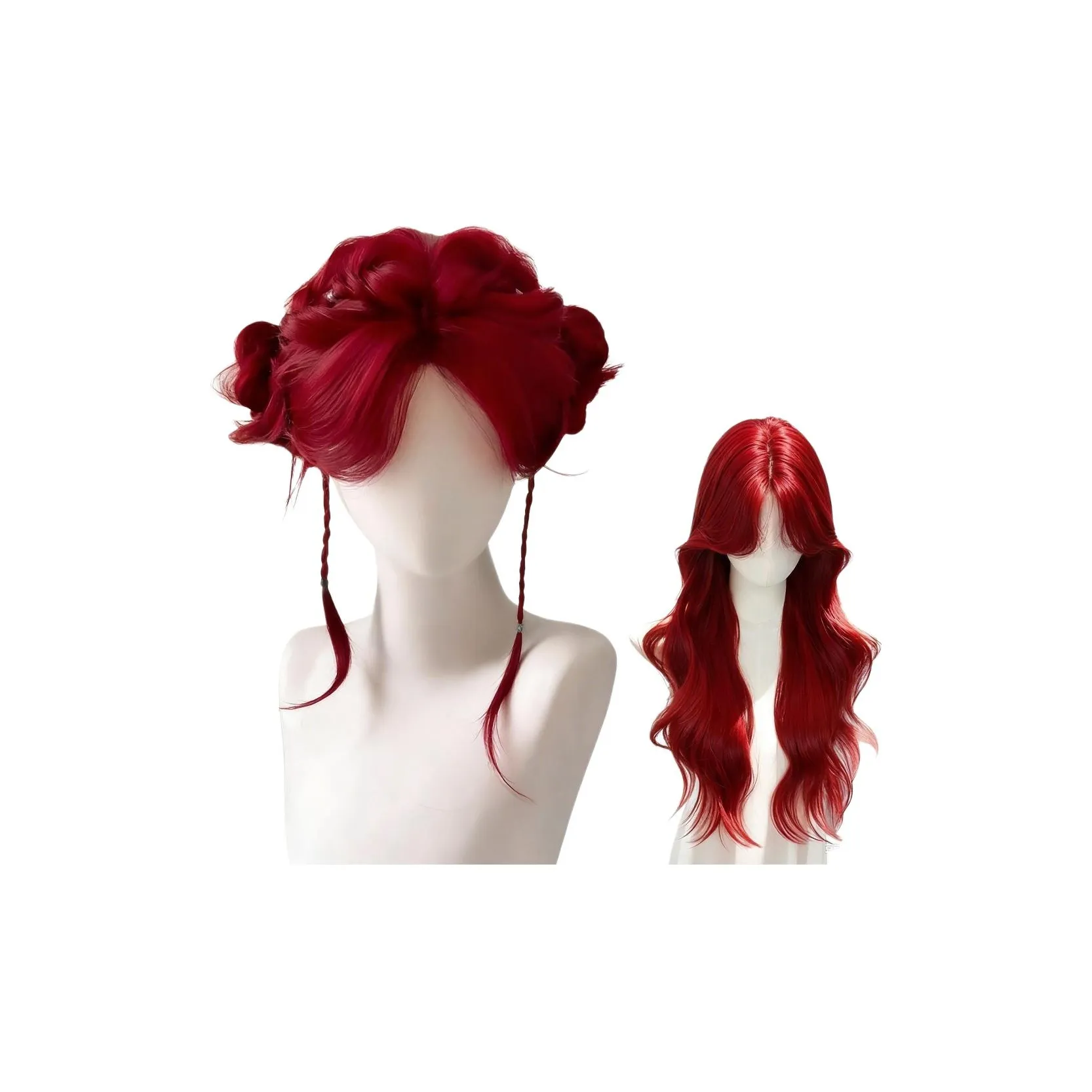 UMIFFA Little Sister Collection Красный Средний Разделенный Большая волна Длинные Кудрявые Волосы Женская Перука Высокотемпературная Пряжа