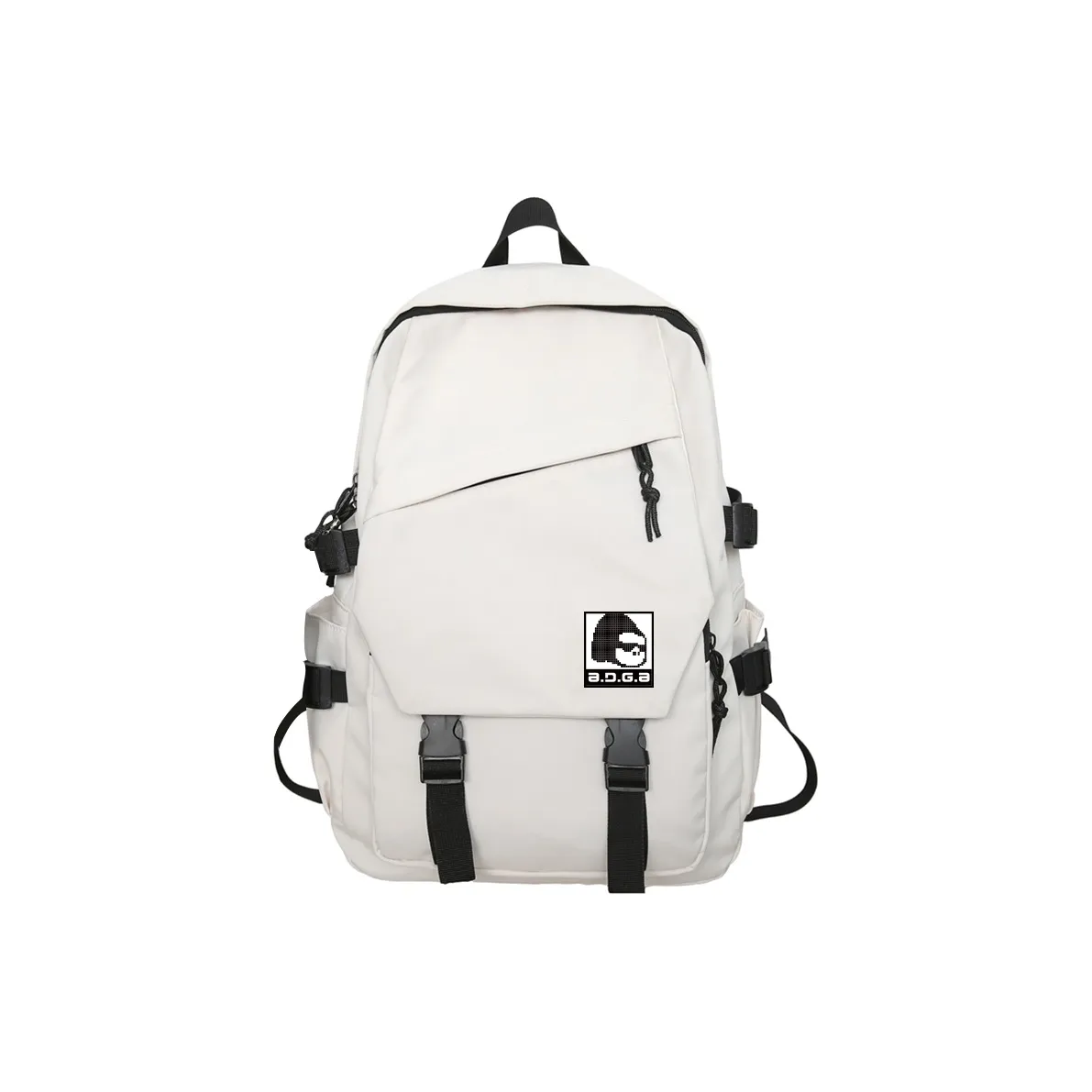 ADOONGA Nylon Backpack Standard Unisex Black White ADOONGA Нейлон Рюкзак Стандартный Унисекс Черный Белый