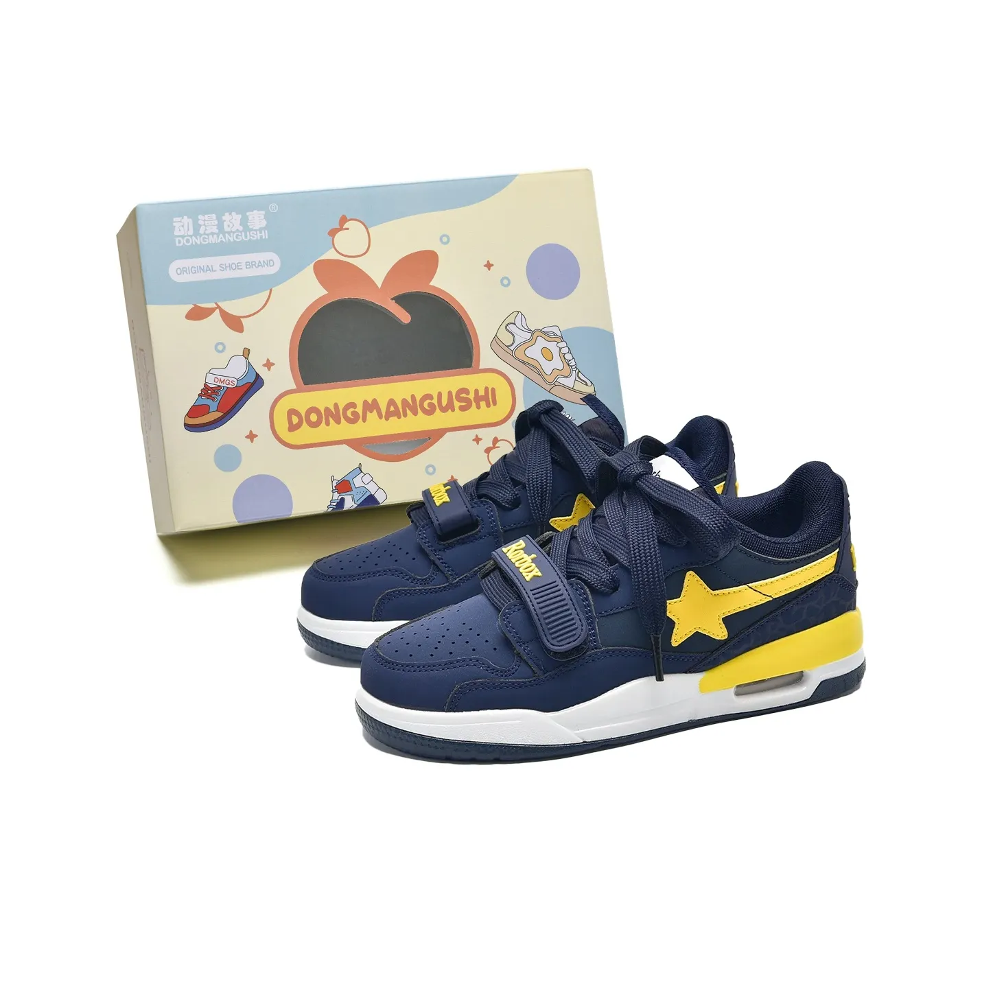 Anime Story Низкие кроссовки для скейтбординга унисекс темно-синие с желтым