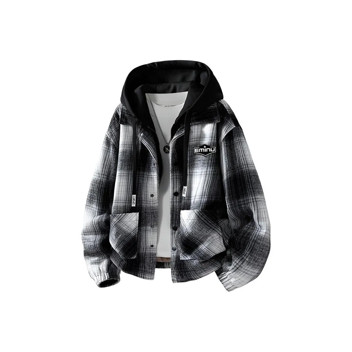 EMINU Черный Белый Мужские пуховики