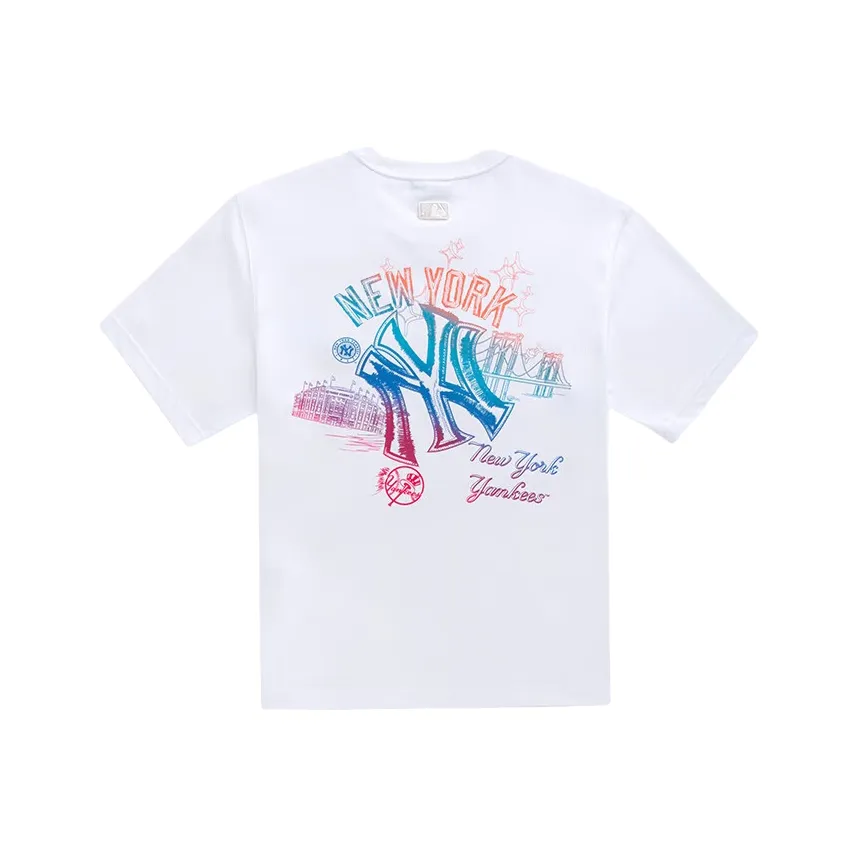 MLB Base Logo New York Yankees Basic Collection 25SS Футболка Унисекс Стандартная Белая