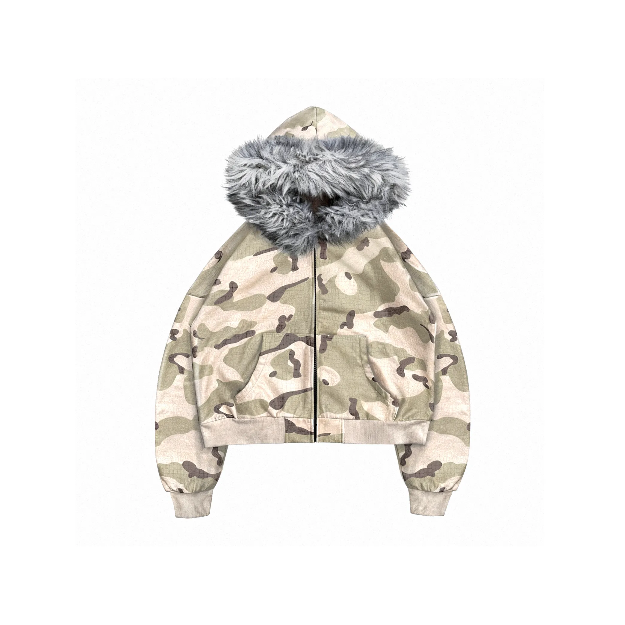 TECNINE DROP3 Serpentine CAMO Меховой воротник Свитшот Пальто Унисекс Камуфляж