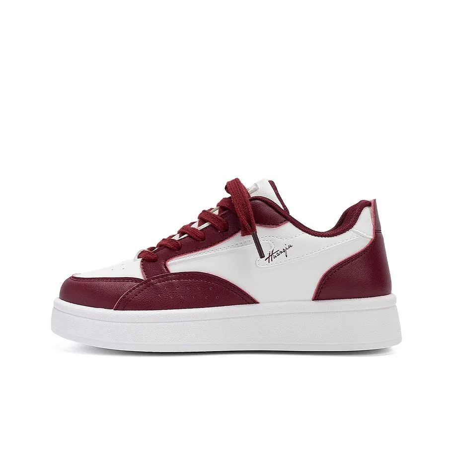 HUANQIU Покрытие устойчивое к истиранию увеличивающее высоту низкие кроссовки для скейтбординга женские белые бордовые