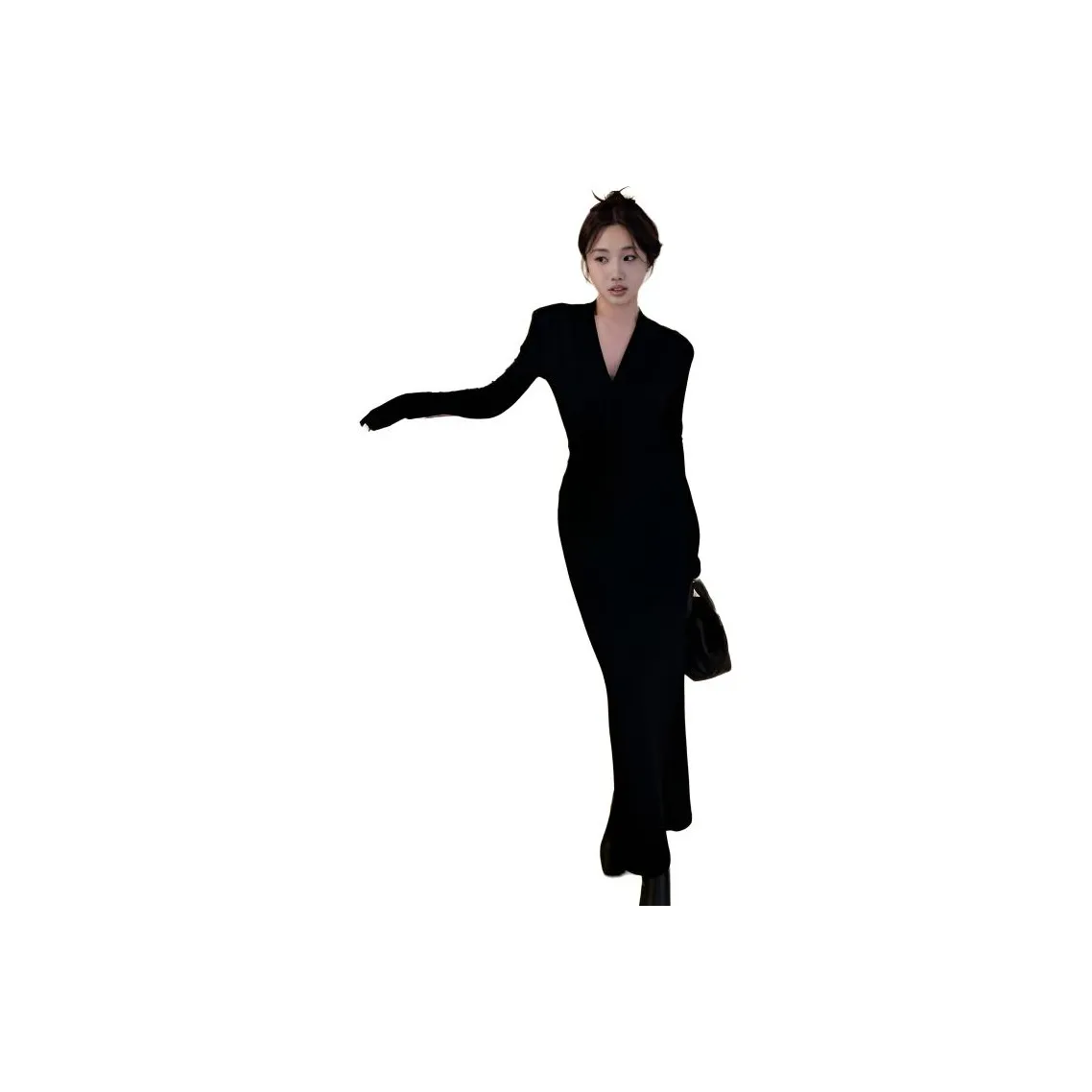 OURUOKE Длинное платье с длинными рукавами женское