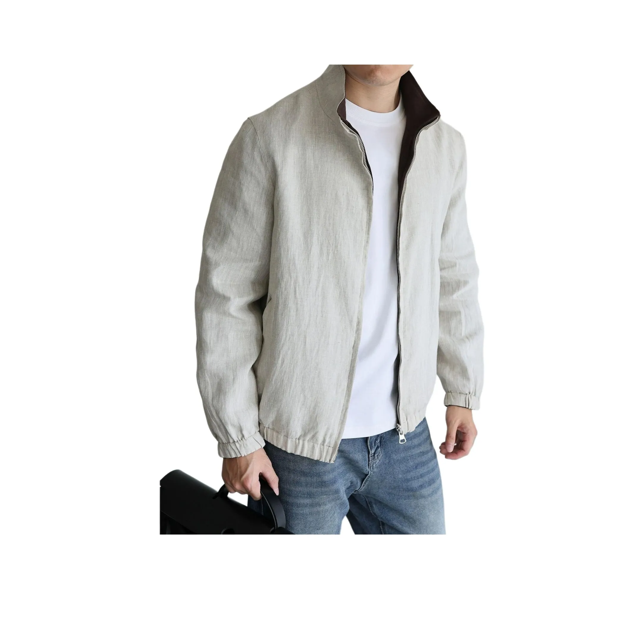 YUXIAN Linen Coffee Men's Jackets