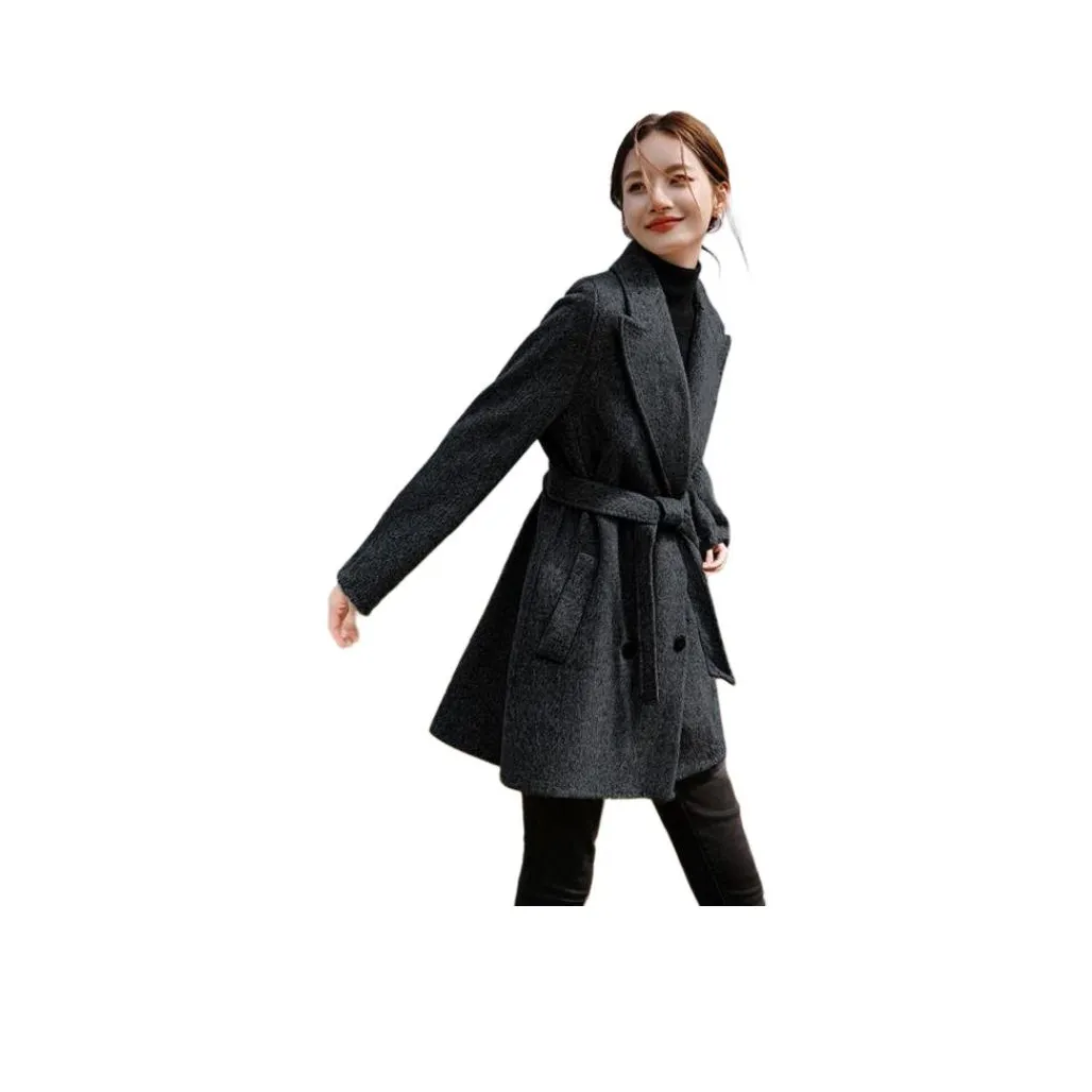 SHANGJING Угольно-черное женское пальто