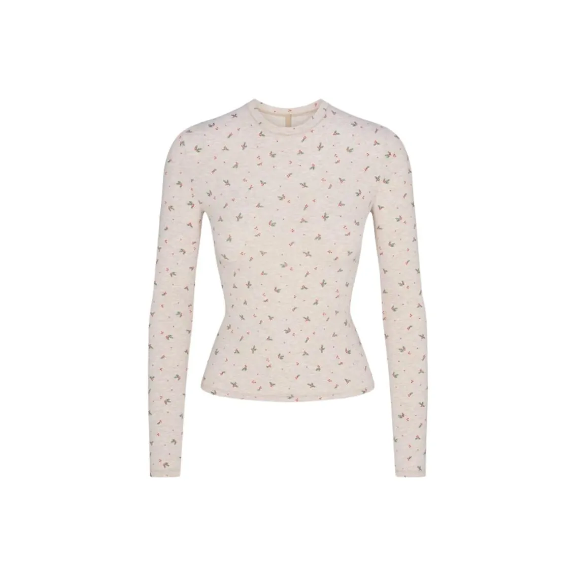 Skims Праздника Овсянка Heather Holly Принт Овсяный Heather Laurel Принт Женские T Рубашки