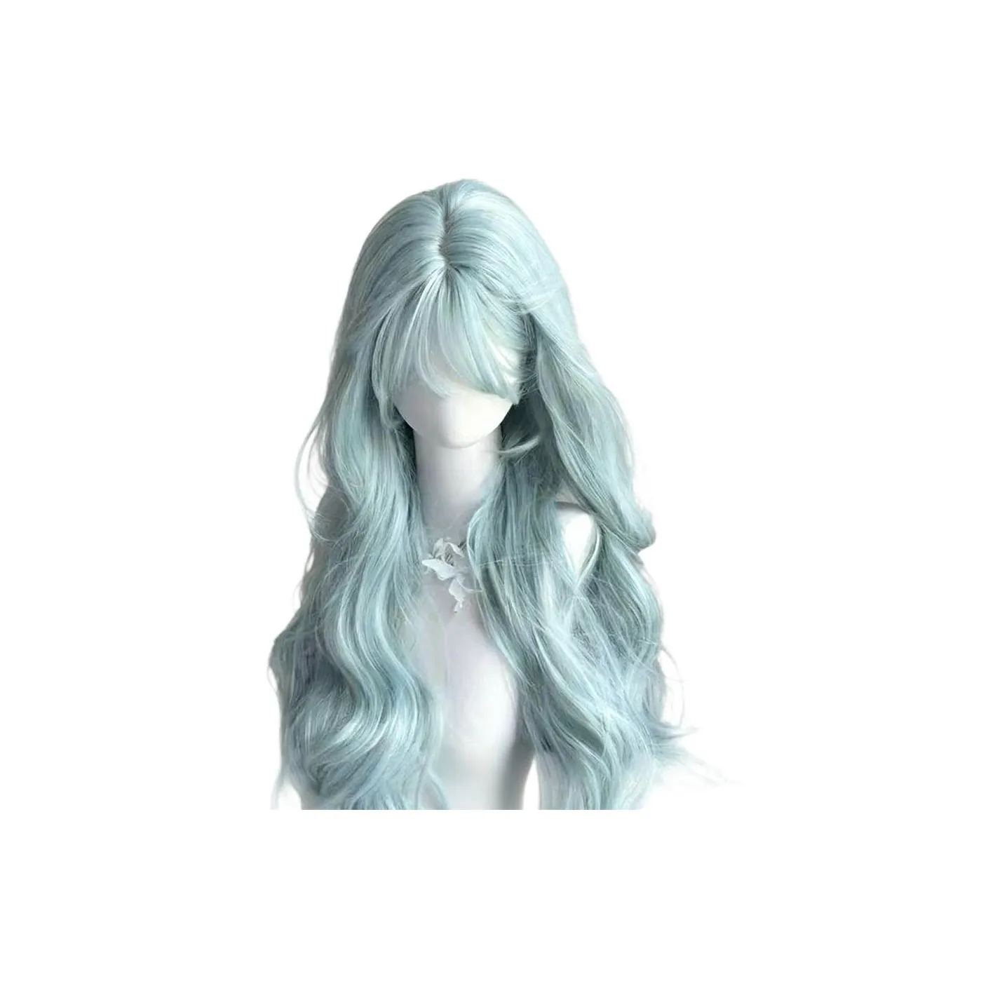 Gentle Welcome Перука Женская Mermaid Princess Синий Боковая часть Длинная Волна Полный комплект для косплея