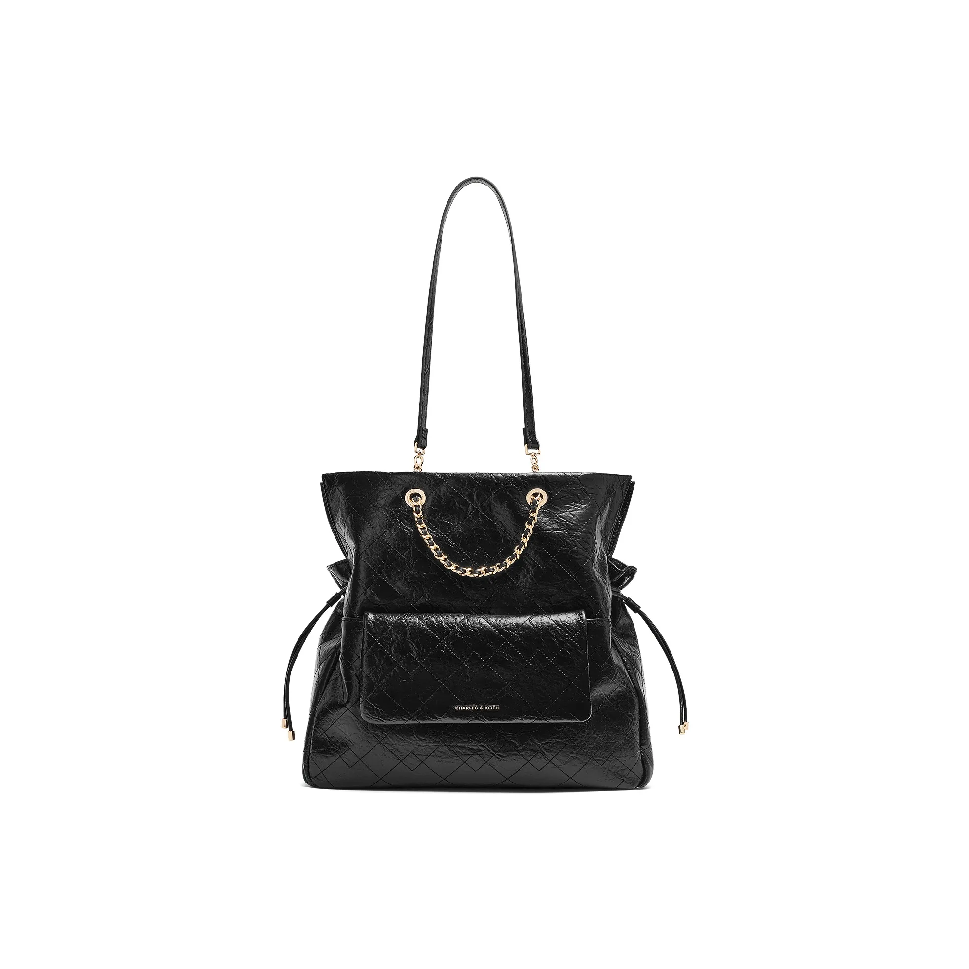 CHARLES KEITH ПУ (полиуретан) Сумка Большая Черная Кремово-Молочно-Белая