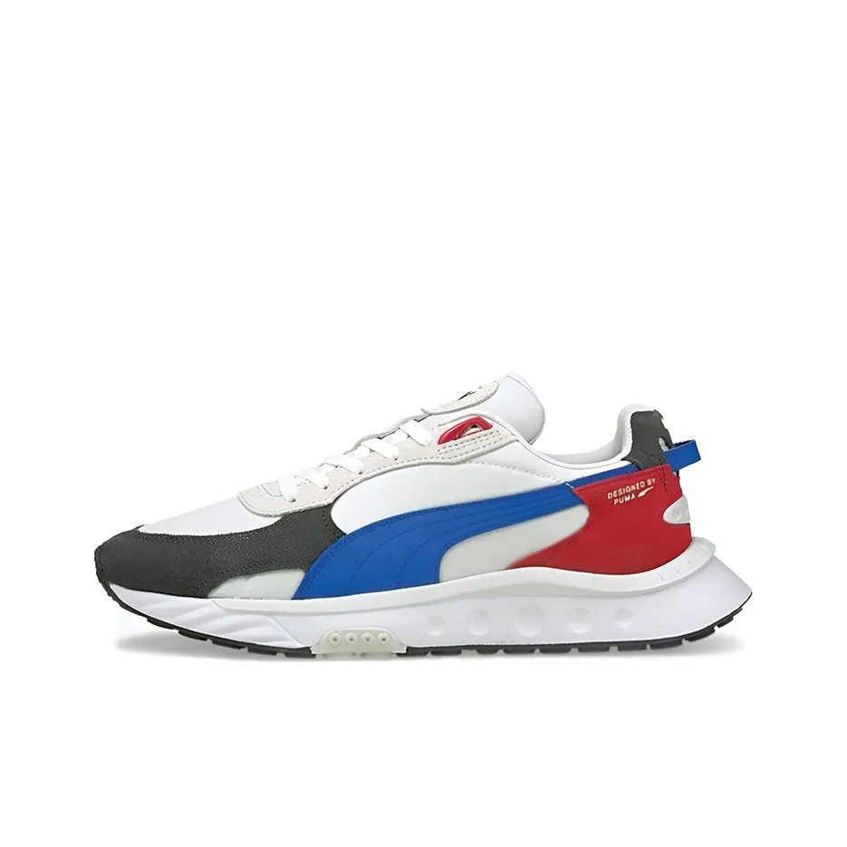 PUMA Wild Rider Rollin Амортизация Устойчивый к истиранию Дышащие Низкие Кроссовки для тренировок Мужские Белый Синий