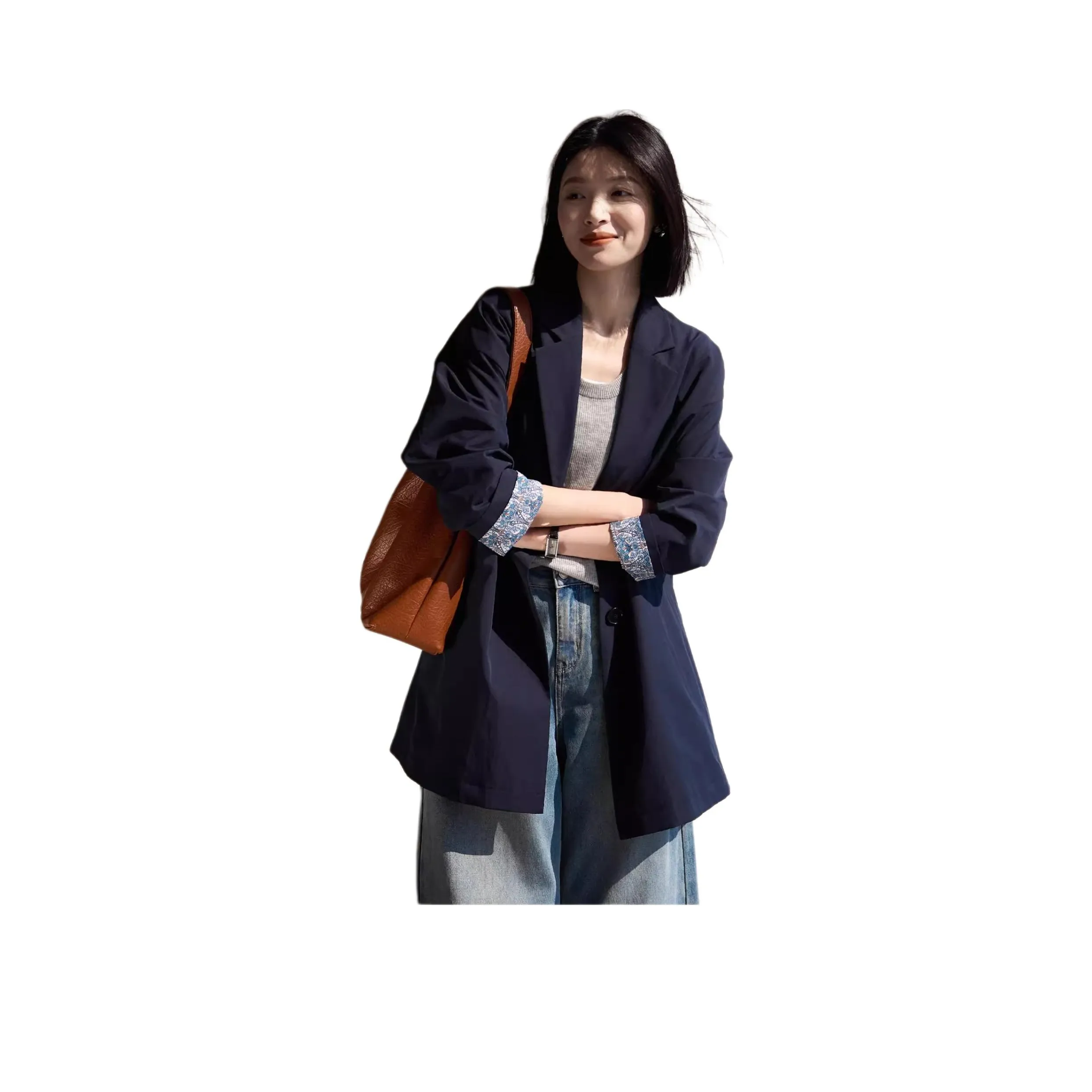 VENICEW Темно-синий Включает V Бренд Наклейка Женские Короткие пальто