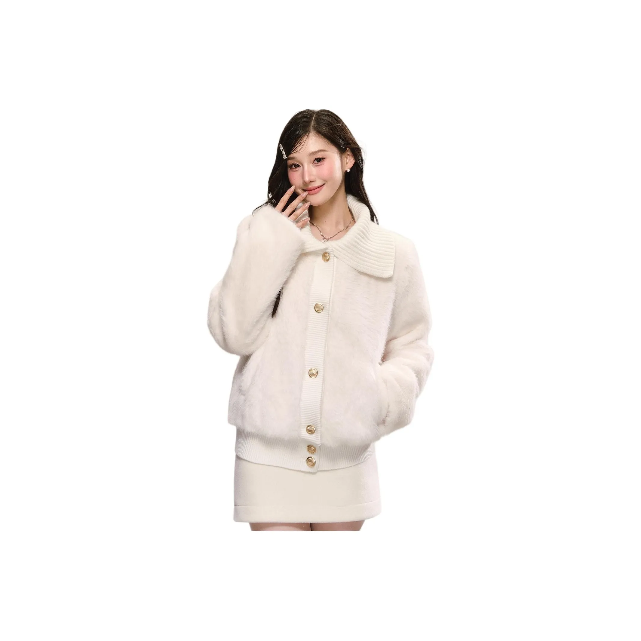 MORii Ecru Coat [В наличии в магазине ACROSS THE] Женские бархатные куртки