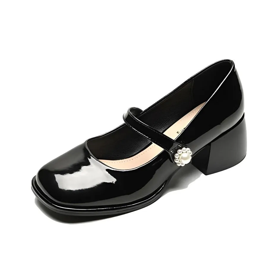 Lan Miao Грубый каблук Мэри Джейн Туфли Женские