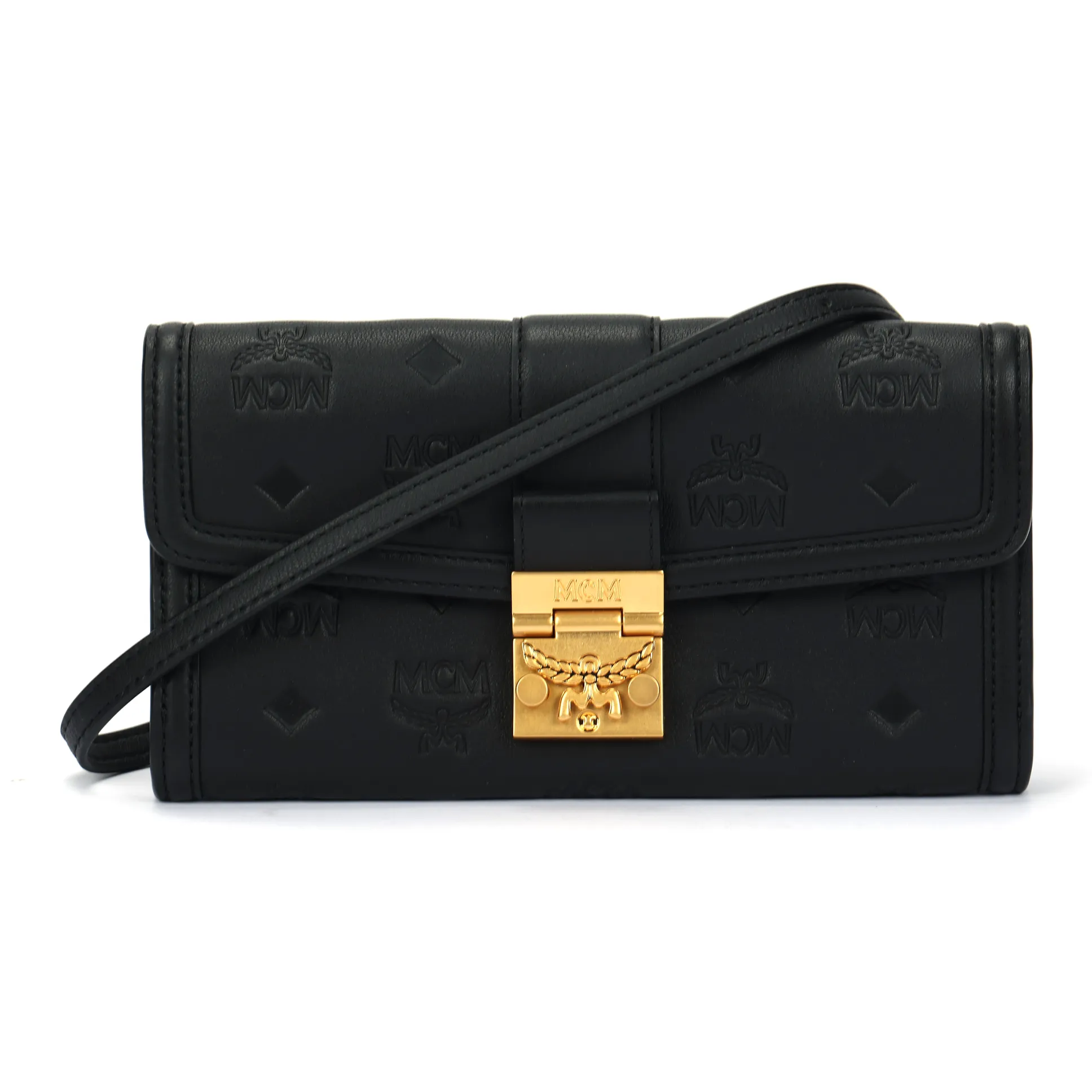MCM Tracy Visetos Full с рельефной кожей наппа сумка через плечо кошелек большой женский черный