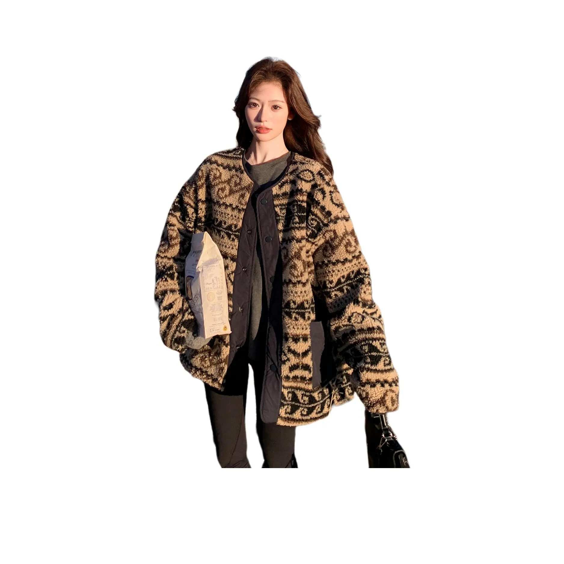 Vintage Cars Бархат Feel Пальто Женские