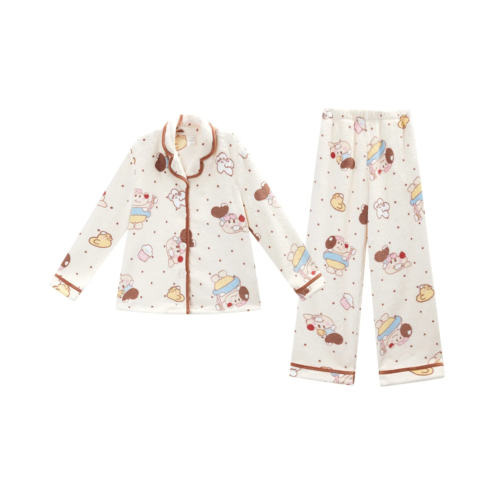 GUKOO Пижамный комплект женский кремовый желтый