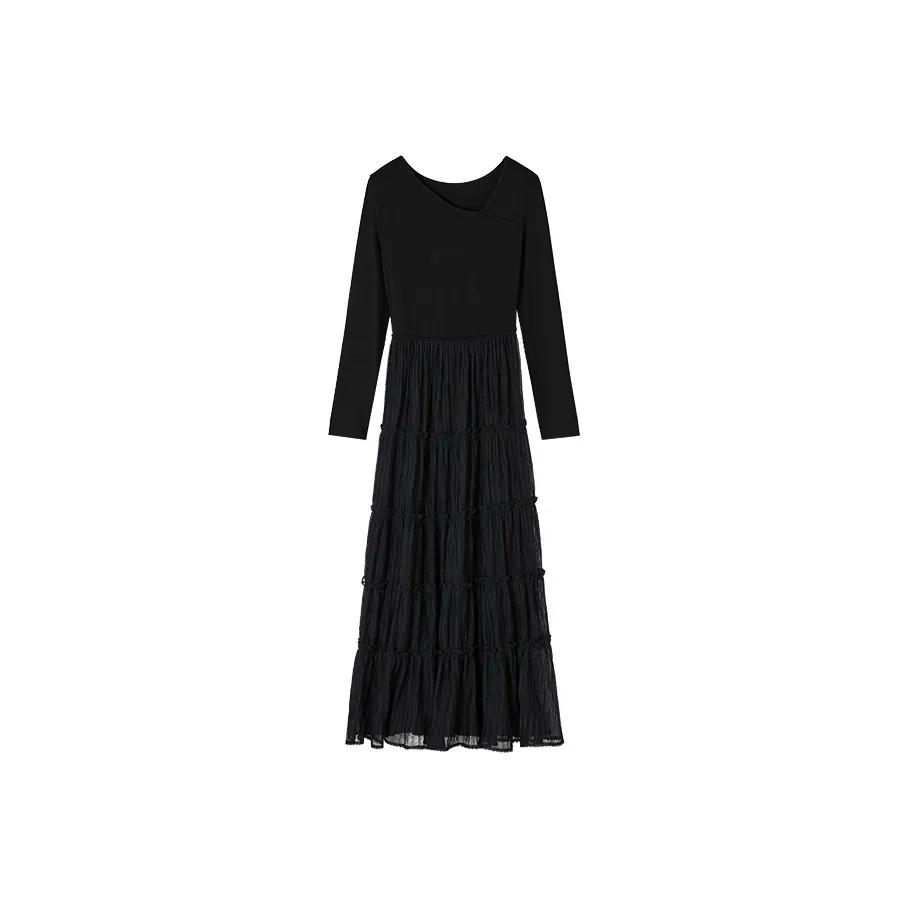 XIANGYING Длинное платье с длинными рукавами женское