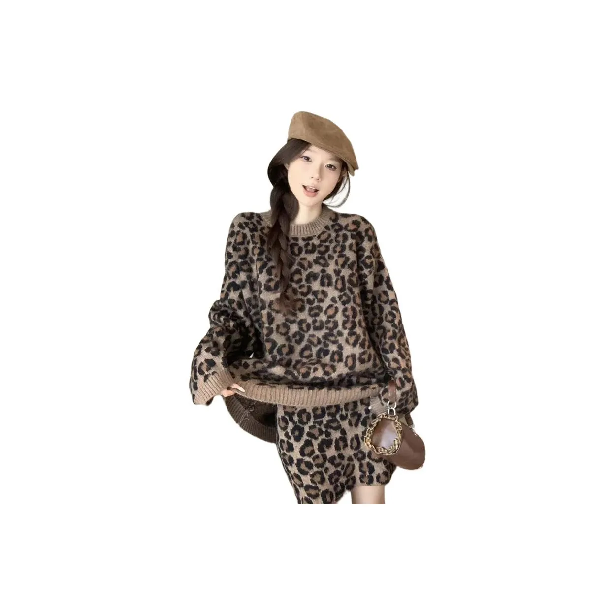 YOUSEKOO Трикотажная ткань Топ+Короткая юбка Женские Комплекты с юбкой