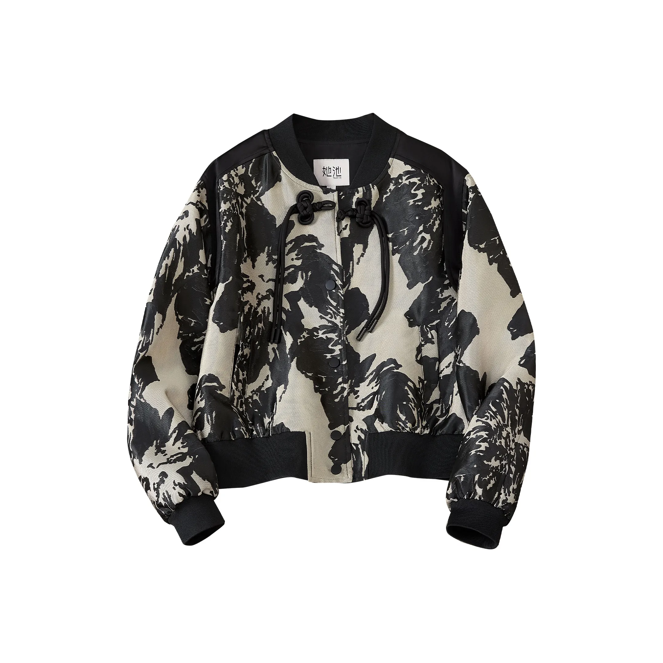 TOUCH Укороченное пальто женское черное Rice многоцветное