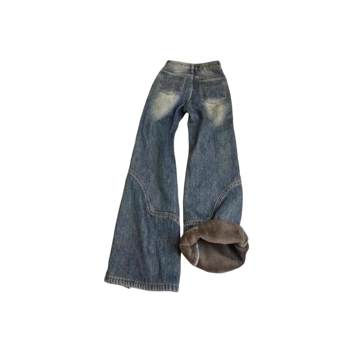 MENING Винтажные синие джинсы с флисовой подкладкой для женщин