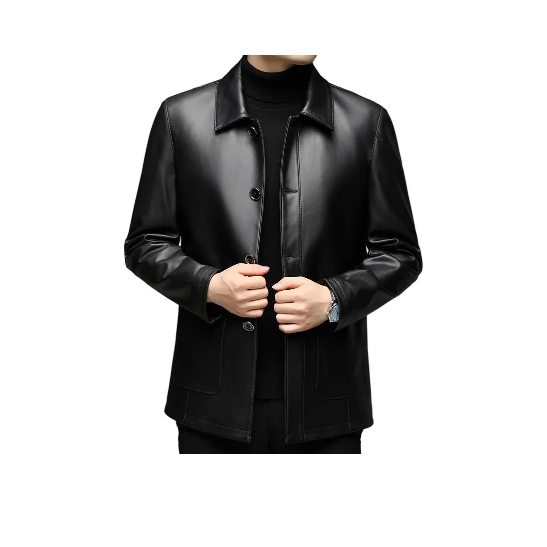 27DESHENGHUO Кожаная куртка мужская