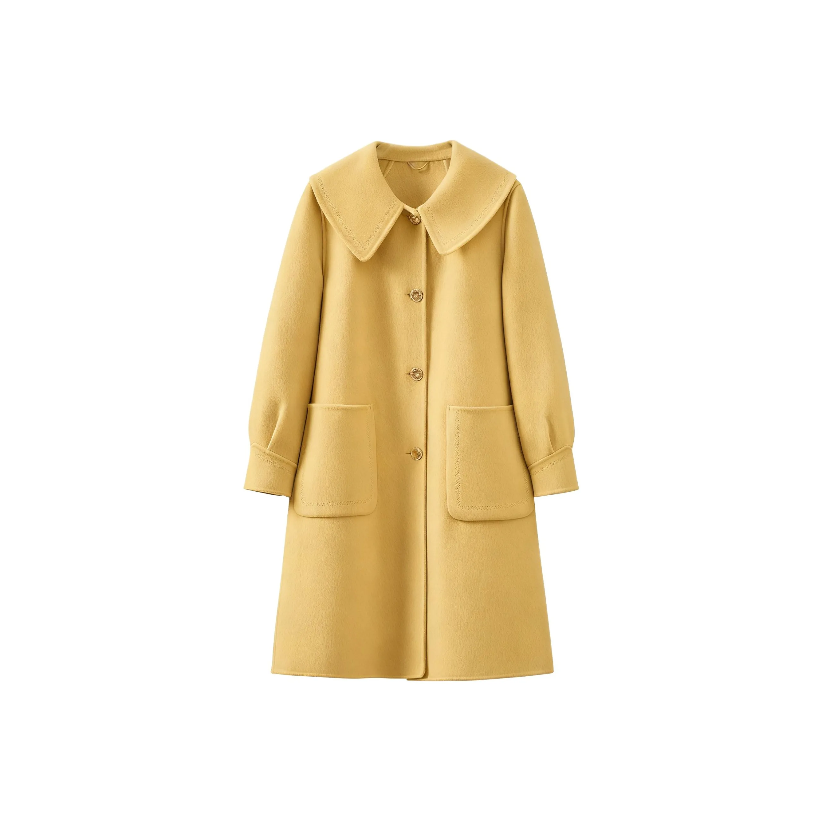 FENHONGMALI Женский пальто канареечного желтого цвета