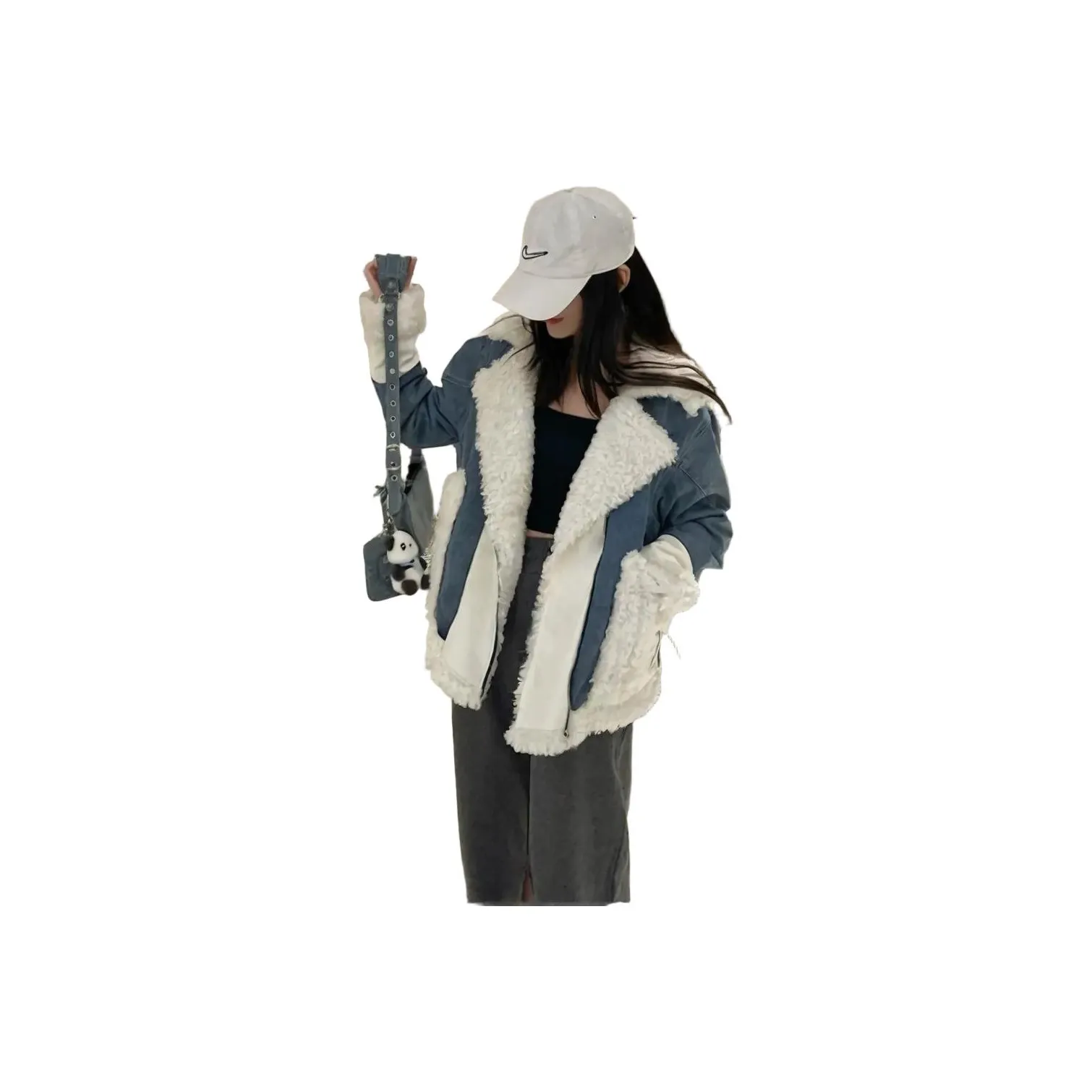 FLIM Синий и Белый Женские Бархатные Куртки