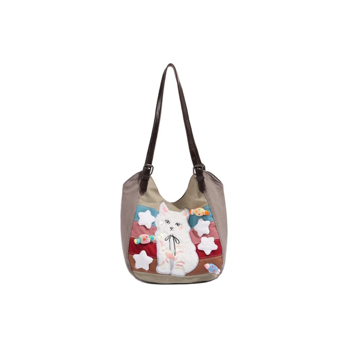 NOMK Холст Сумка через плечо Стандартная Женская Цветовой блок