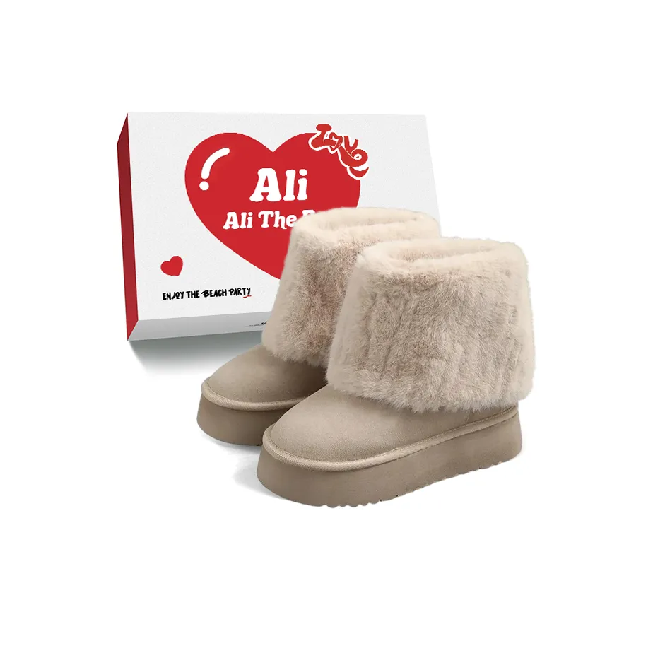 Али Тх Фокс С флисовой подкладкой Термический Милый и Симпатичный Кремовый стиль Короткие Снежные ботинки Женские