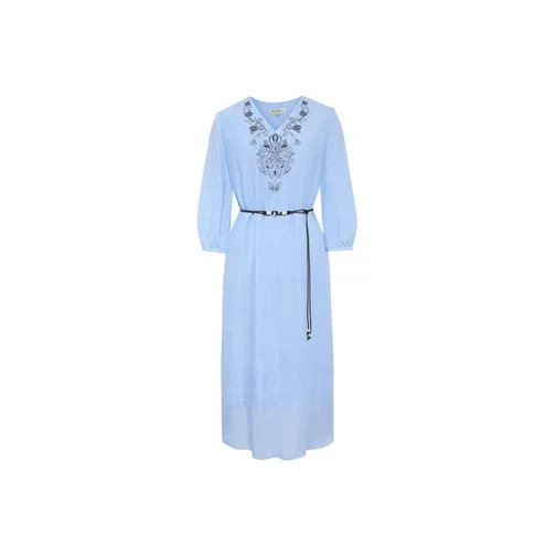 BBLLUUEE Лунный свет Синий Женские Длинные Рукава Платья