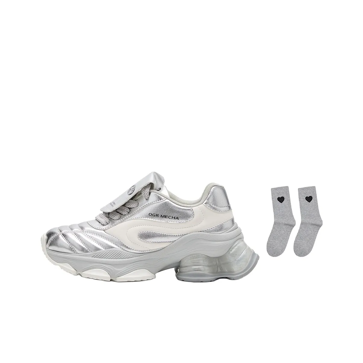 OGR Пудинговый Dessert Обувь Низкий Топ Толстая Подошва Кроссовки Женские Серебряные Белые