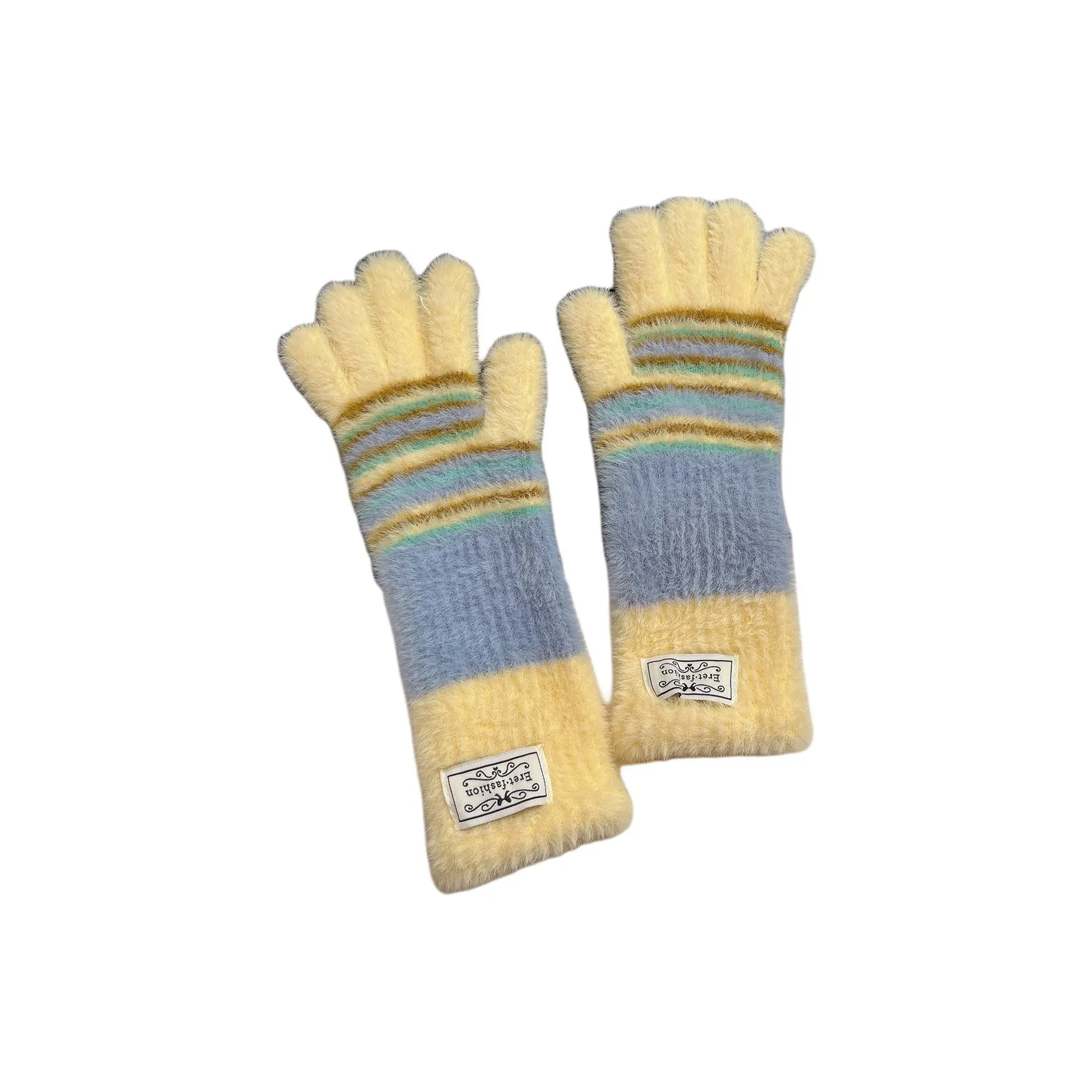 NOMK Акриловые вязаные перчатки Женские Желтый Экрю Розовый Красный Серый Синий Красный