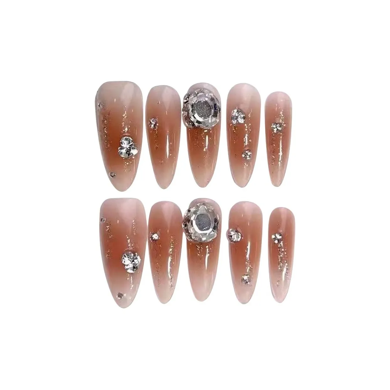 LIANJING [Swift] Ручная работа Фальшивый Ногтей с Рисунком Рисунок Стразами Кокетливый стиль Румяна Съемный Nail Art Овал