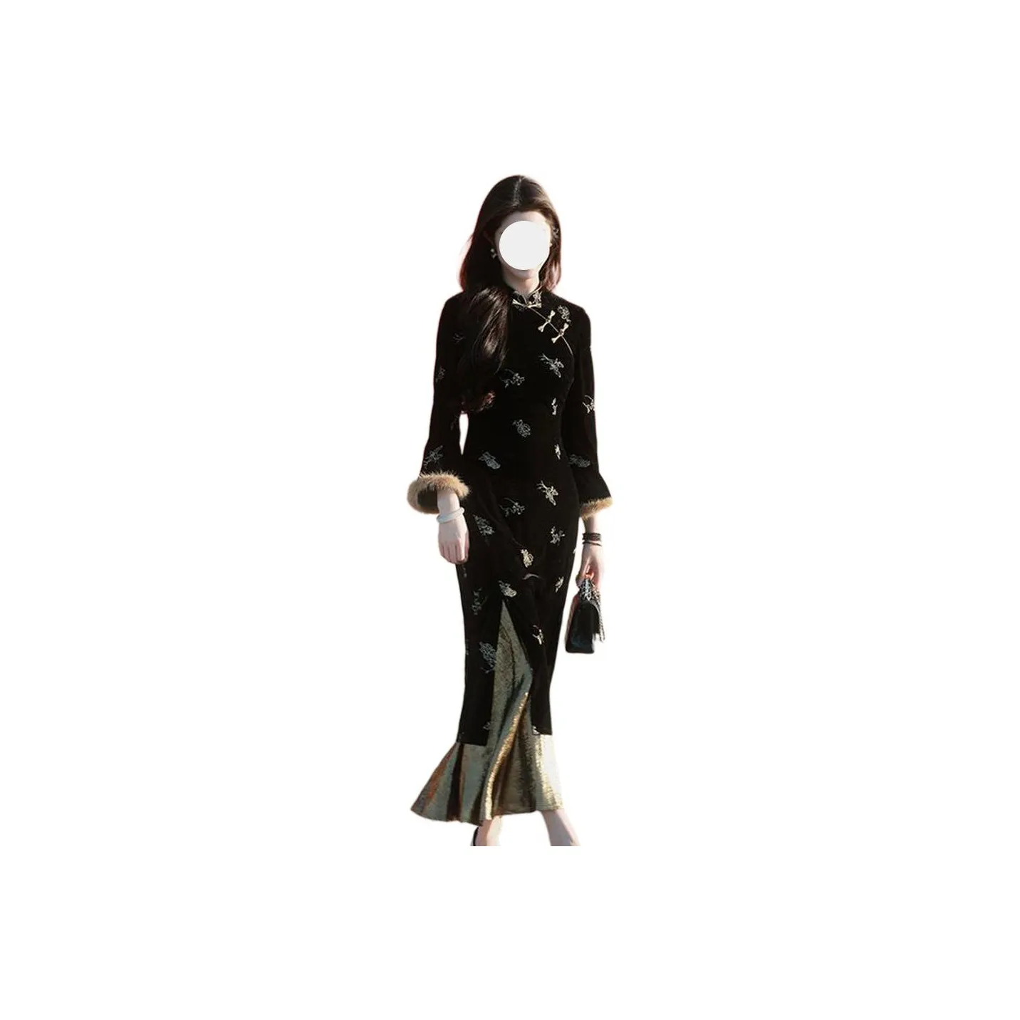 VENICEW Длинное платье с длинными рукавами женское