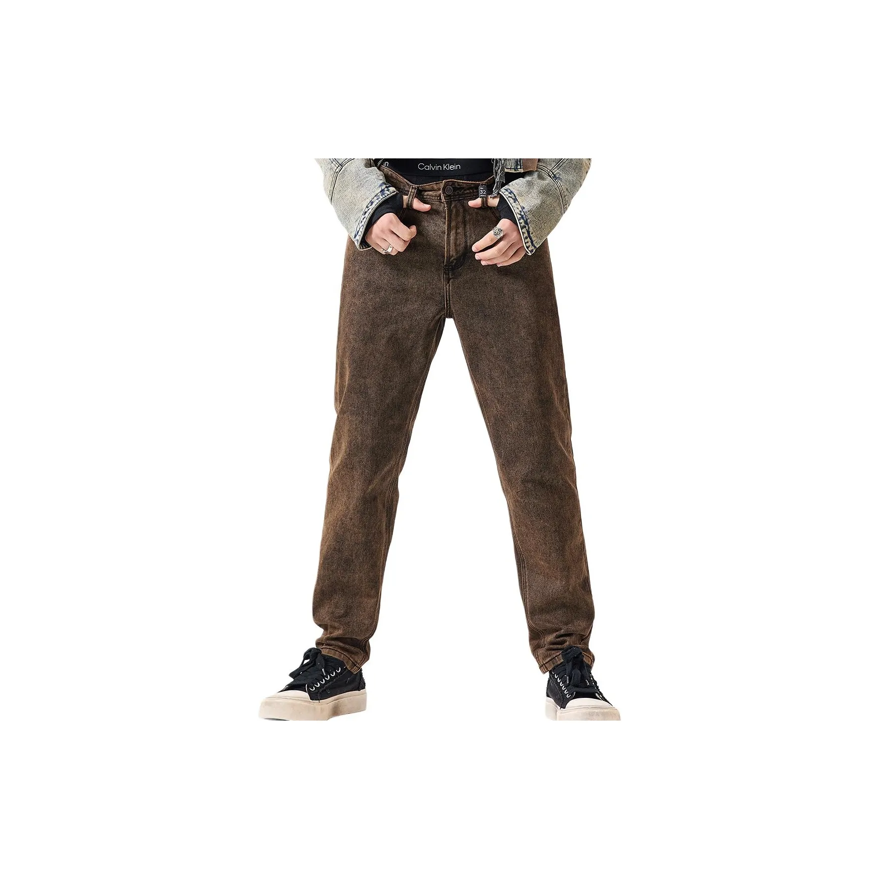 NITENG Коричневый Мужской Джинсы