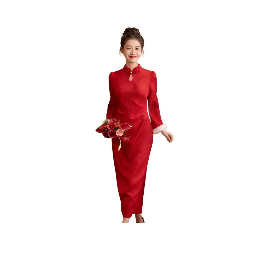 GOSO Длинное платье с длинными рукавами женское