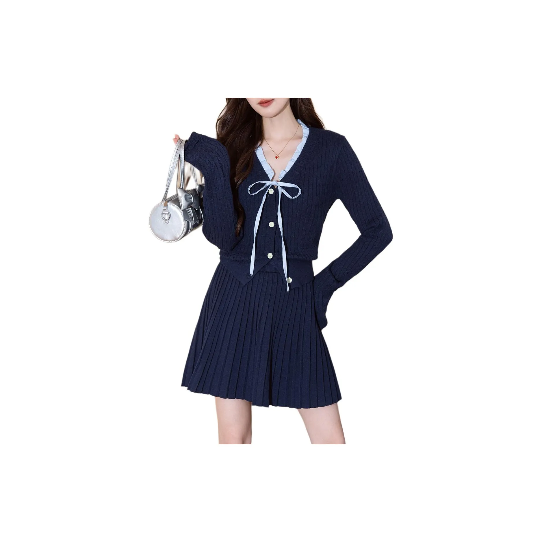 Tonlion Темно-синий женский комплект с юбкой