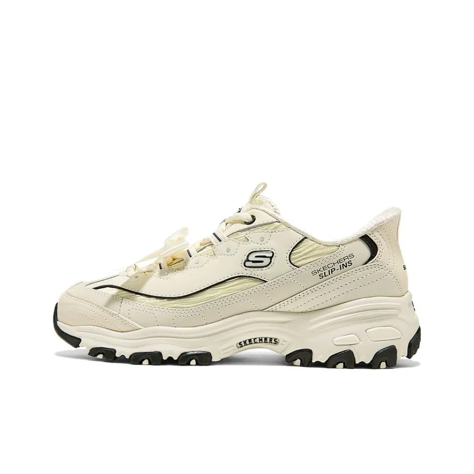 Skechers Slip ins Устойчивые к истиранию Дышащие Поддерживающие Легкие Низкие Кроссовки с Толстой Подошвой Женские Бежевые