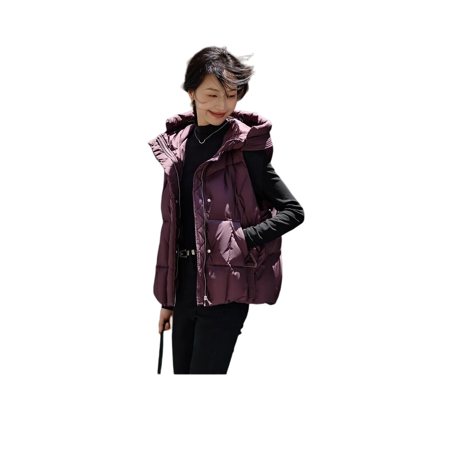 Mo Han Yi Mei Жилет Женские Вишнево-фиолетовый