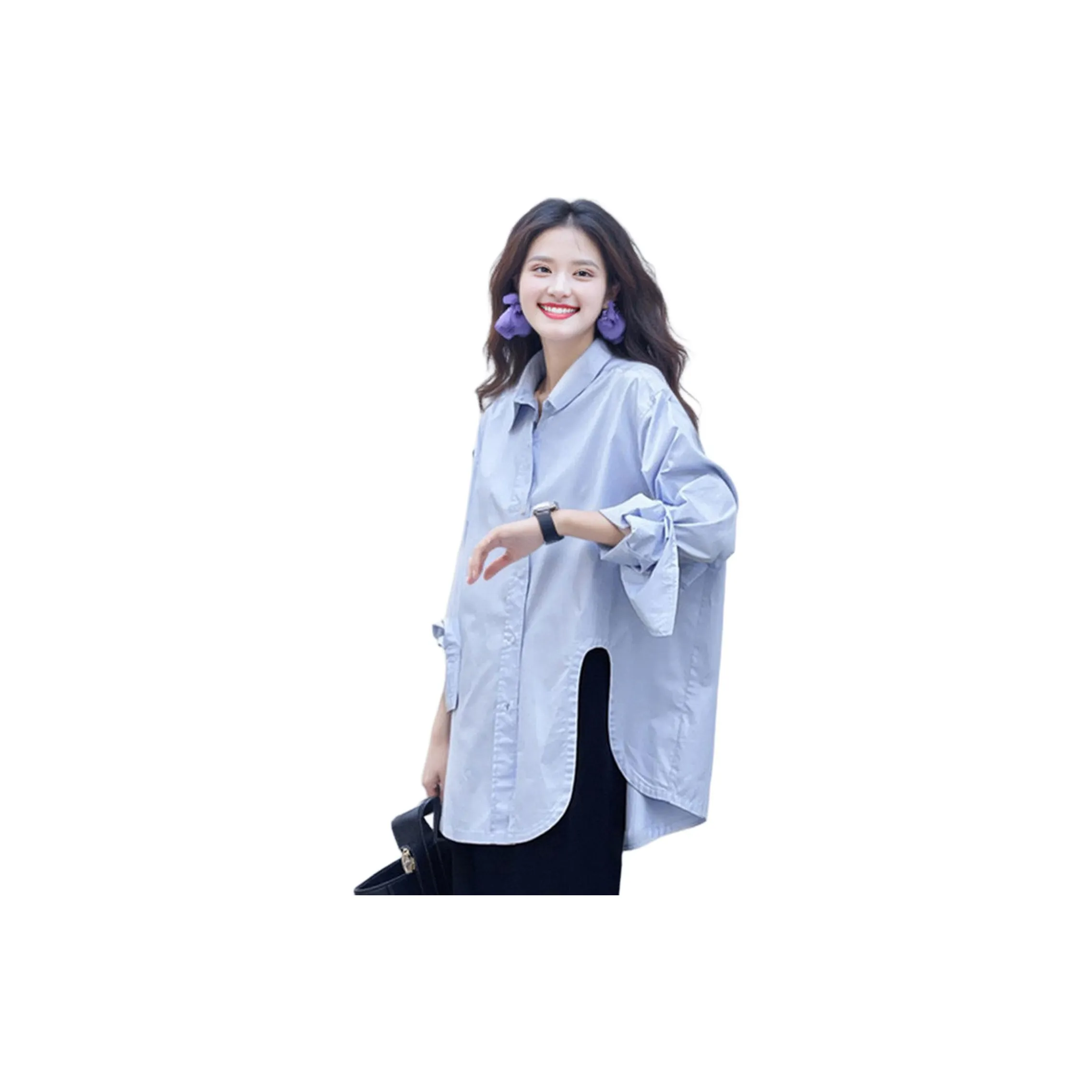 Wbwq Небесно-голубой Женские Рубашки