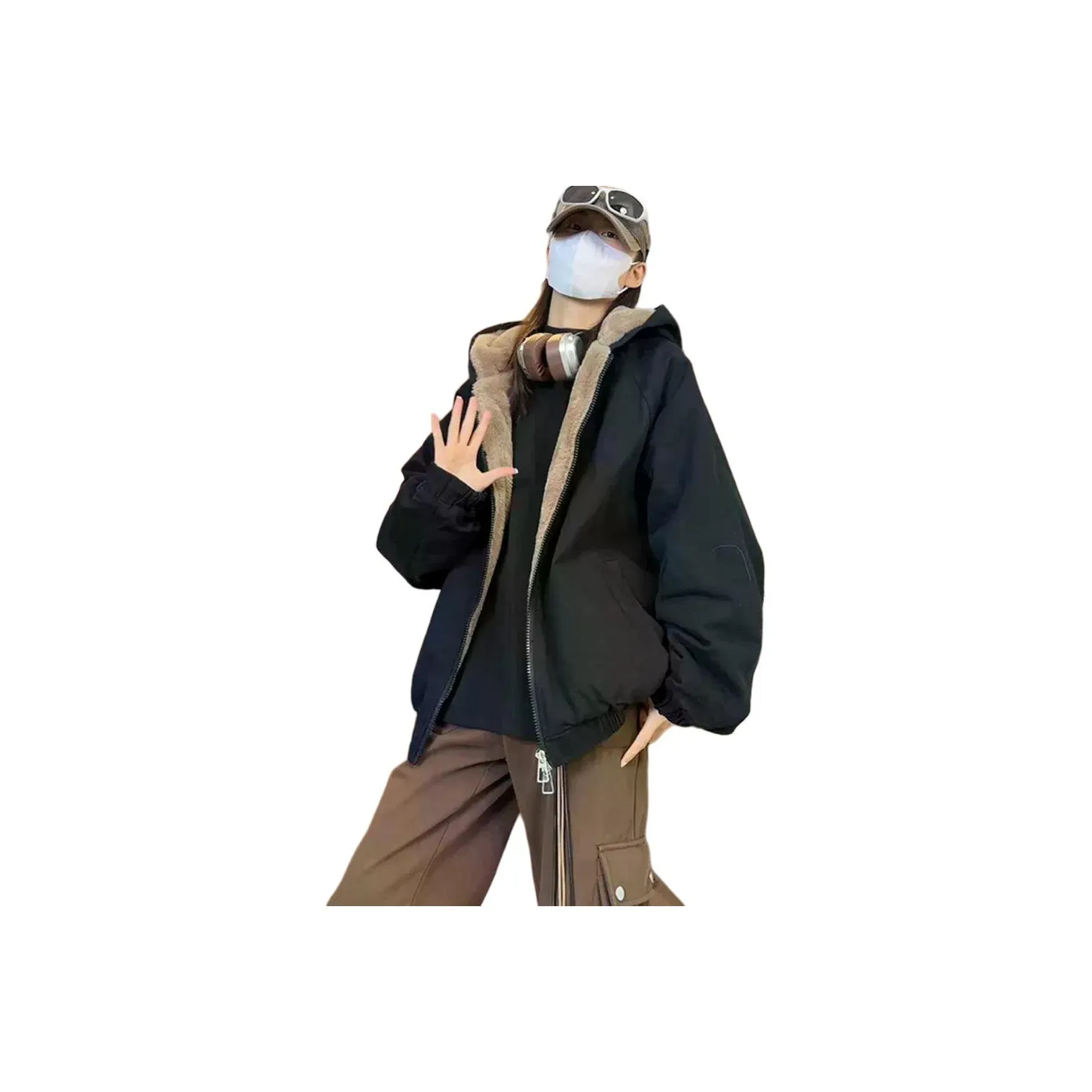 REMOULD Черный флис с подкладкой и утолщенный женские пуховики