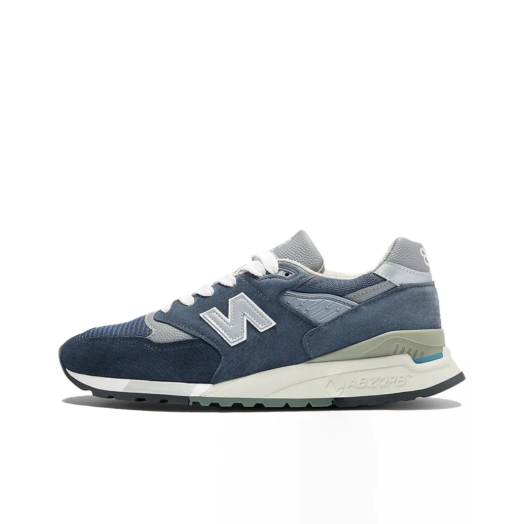 New Balance NB 998 Устойчивый к истиранию Низкий Топ Повседневная Городская Коммутерская Беговая Обувь Мужская Синяя