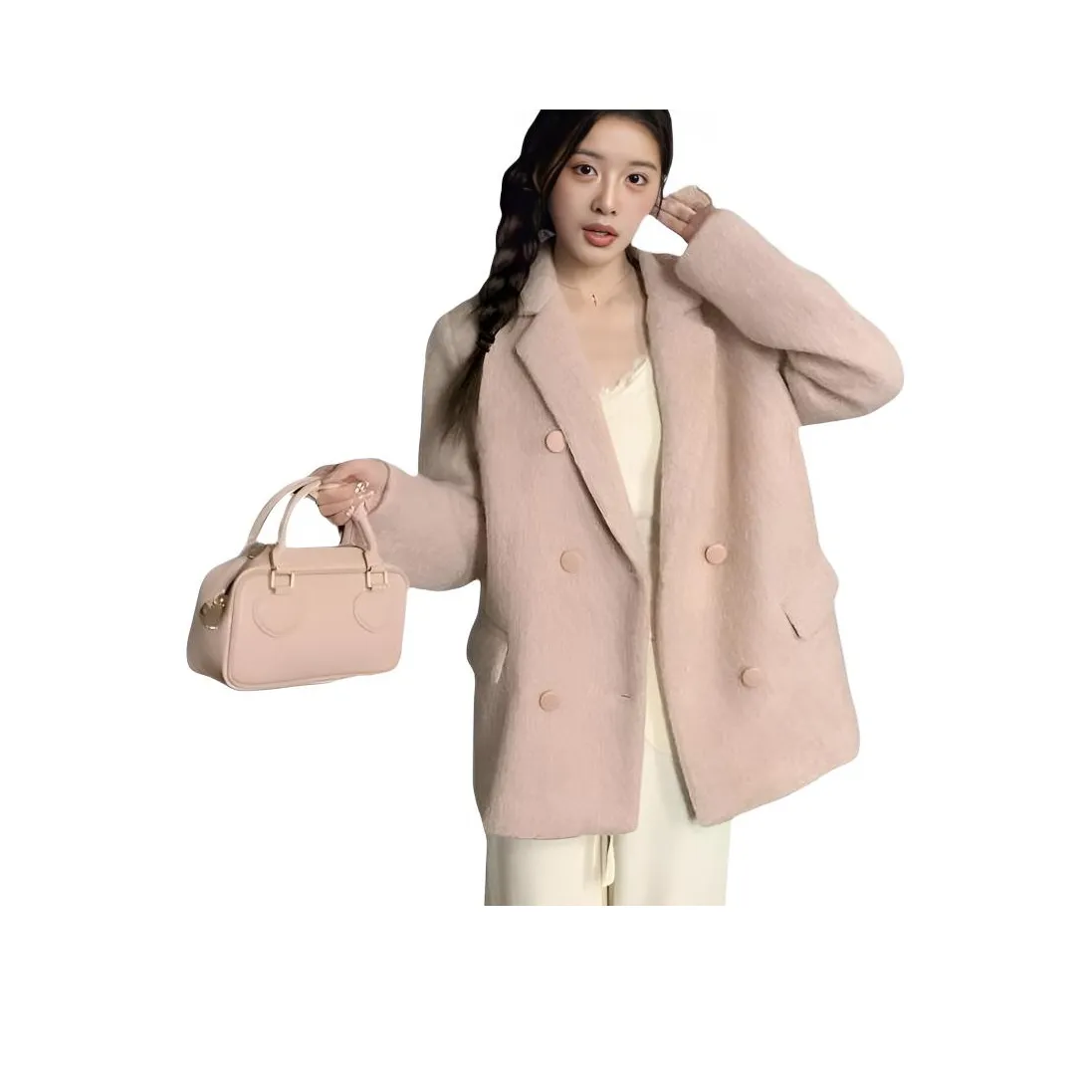GUOZHEN Розовое Женское Пальто