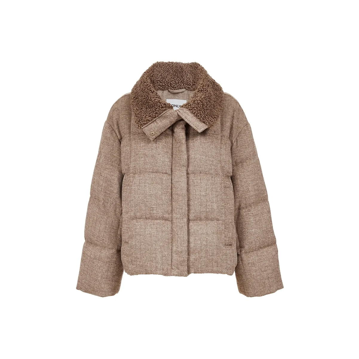 Only G08 Шоколадный Вереск Узор "Елочка" Женская Пуховая Куртка